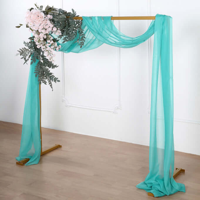 18ft | Turquoise Wedding Arch Drapery Fabric Window Scarf Valance, Sheer Organza Linen