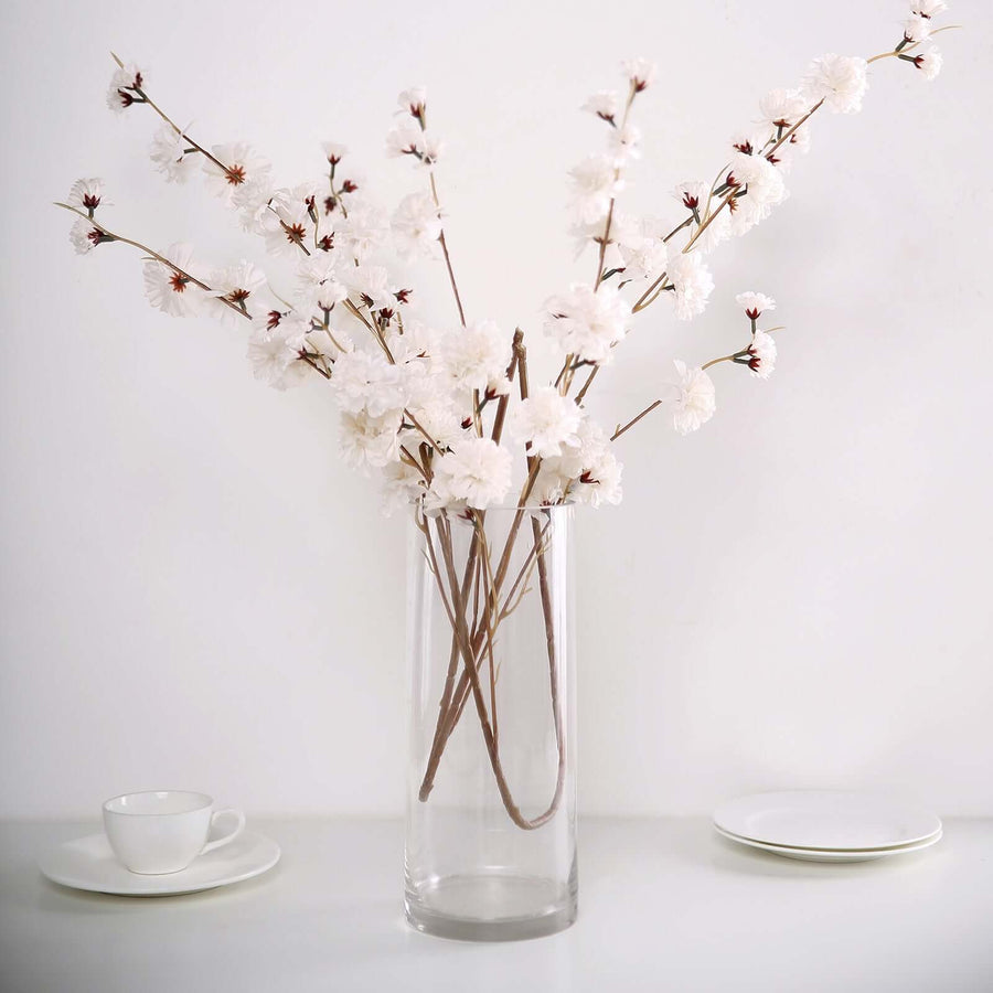 2 Branches | 42inch Tall Ivory Artificial Silk Carnation Flower Stems