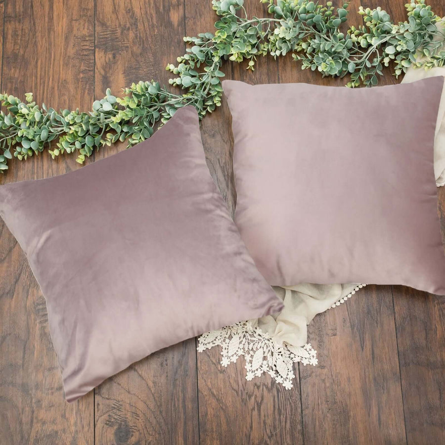 2 Pack | 18inch Mauve Soft Velvet Square Throw Pillow Cover