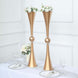 31inch Shiny Gold Crystal Embellishment Trumpet Flower Vase, Reversible Plastic Table Centerpiece