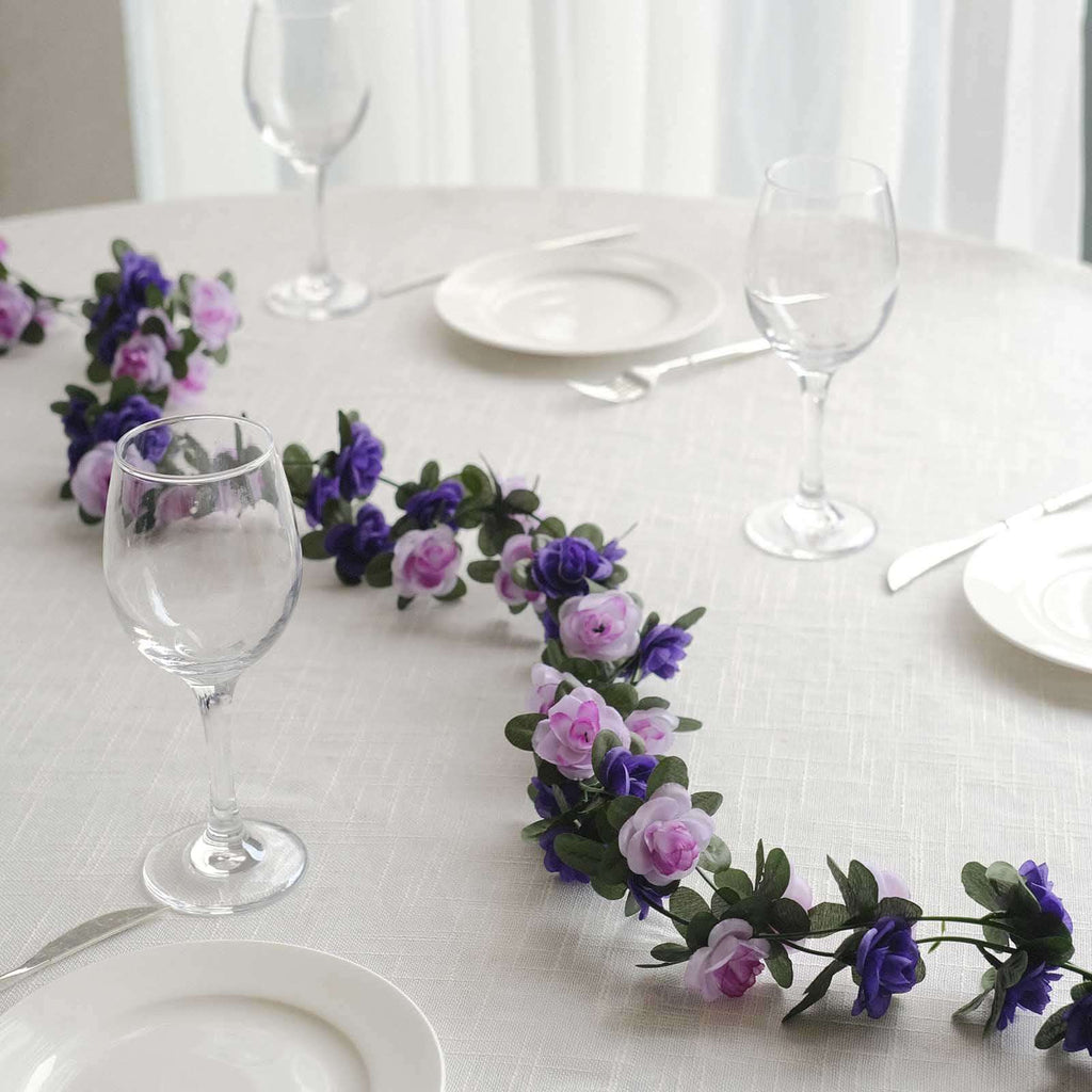 Lavender Purple Silk Flower Garland - 2 Pack | TableclothsFactory