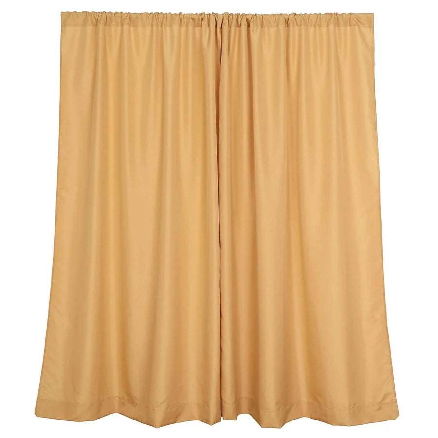 2 Pack Gold Polyester Event Curtain Drapes, 10ftx8ft Backdrop Event Panels With Rod Pockets 130 GSM