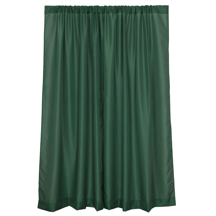2 Pack Hunter Emerald Green Polyester Event Curtain Drapes, 10ftx8ft Backdrop Event Panels With Rod
