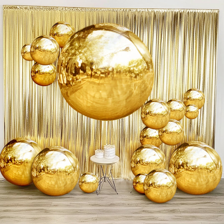 2-Pack Metallic Gold Sphere Balloons, Orbz Mylar Balloons Helium or Air-Filled Party