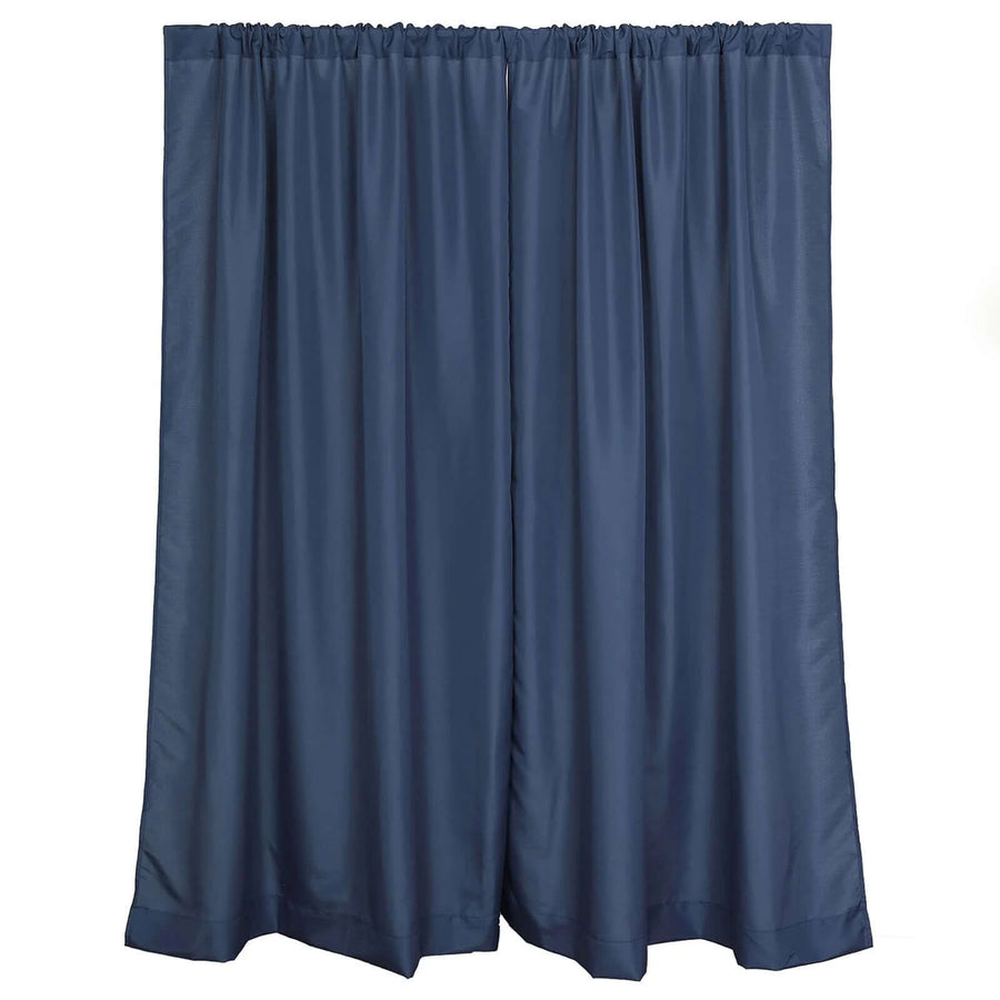 2 Pack Navy Blue Polyester Event Curtain Drapes, 10ftx8ft Backdrop Event Panels With Rod Pockets