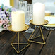 2 Pack | 5Inch Gold Metal Triangle Base Pillar Candle Holder Stands, Geometric Table Centerpieces