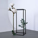 24Inch Rectangular Matte Black Metal Wedding Flower Stand, Geometric Column Frame Centerpiece