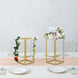 12inch Rectangular Gold Metal Wedding Flower Stand, Geometric Column Frame Centerpiece