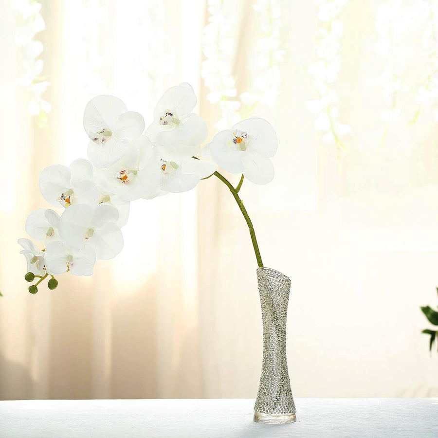 2 Stems | 40inch Tall White Artificial Silk Orchid Flower Bouquets
