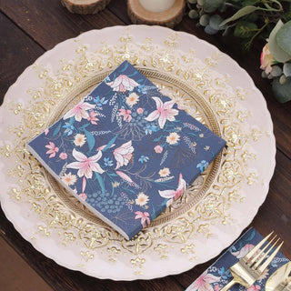 Elevate Your Table Setting with Navy Blue Water Lilly Floral Paper Beverage Napkins Elevate Your Table Setting with Navy Blue Water Lilly Floral Paper Beverage Napkins