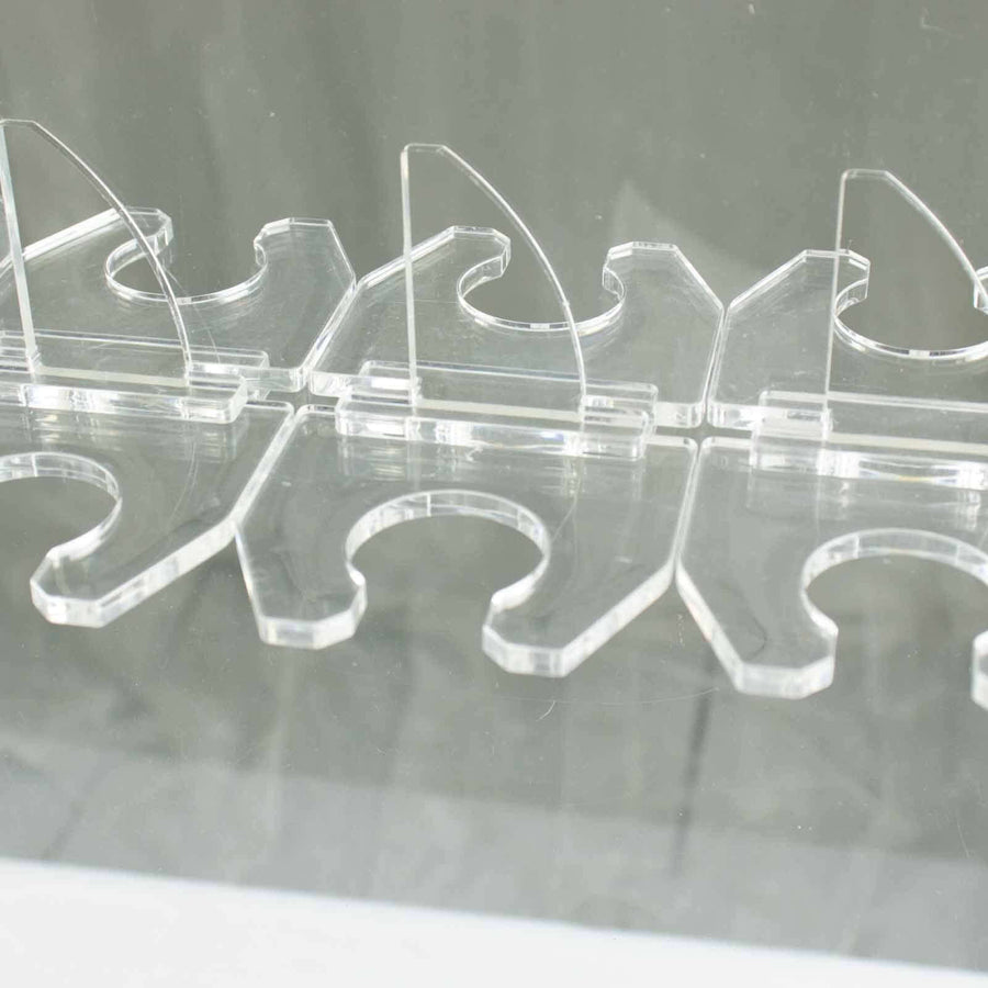 20 Pack | 3inch Clear Acrylic Glass Holder Hooks for Double Side Display on Champagne Rack Stand