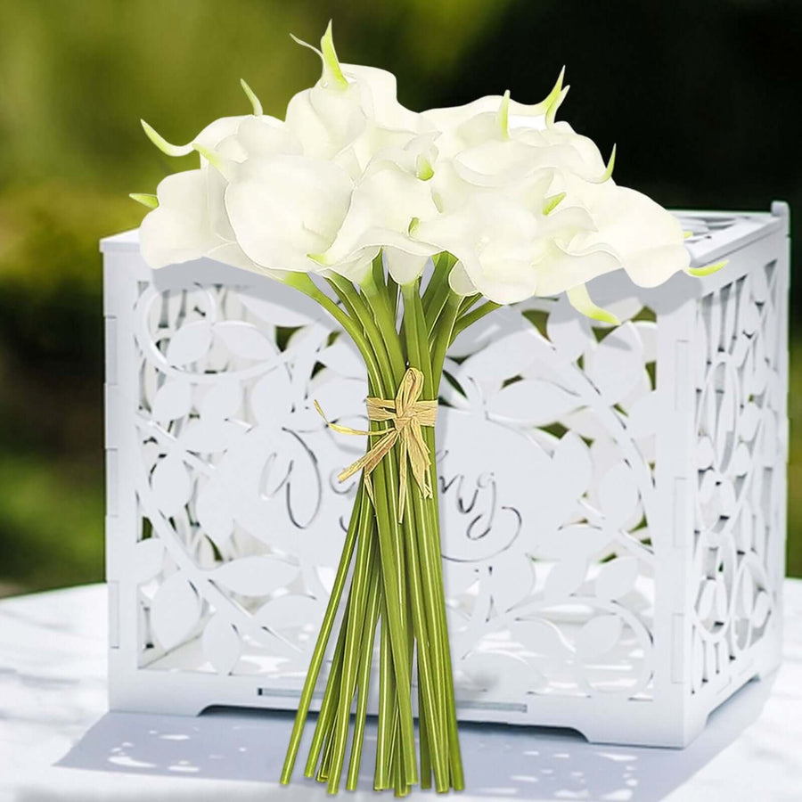 20 Stems | 14inch White Artificial Poly Foam Calla Lily Flowers