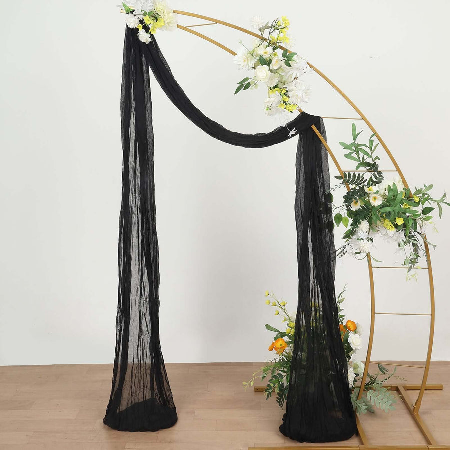 20ft Black Gauze Cheesecloth Fabric Wedding Arch Drapery, Window Scarf Valance, Boho Decor