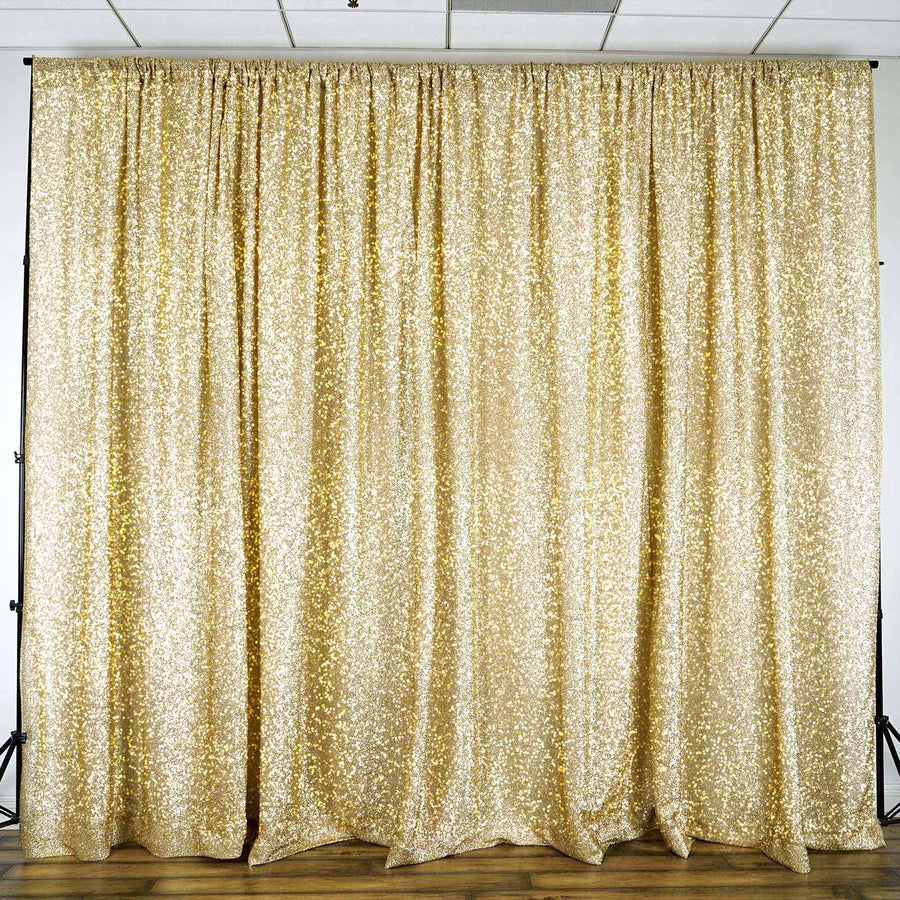 20ftx10ft Champagne Metallic Shimmer Tinsel Photo Backdrop Curtain, Event Background Drapery Panel