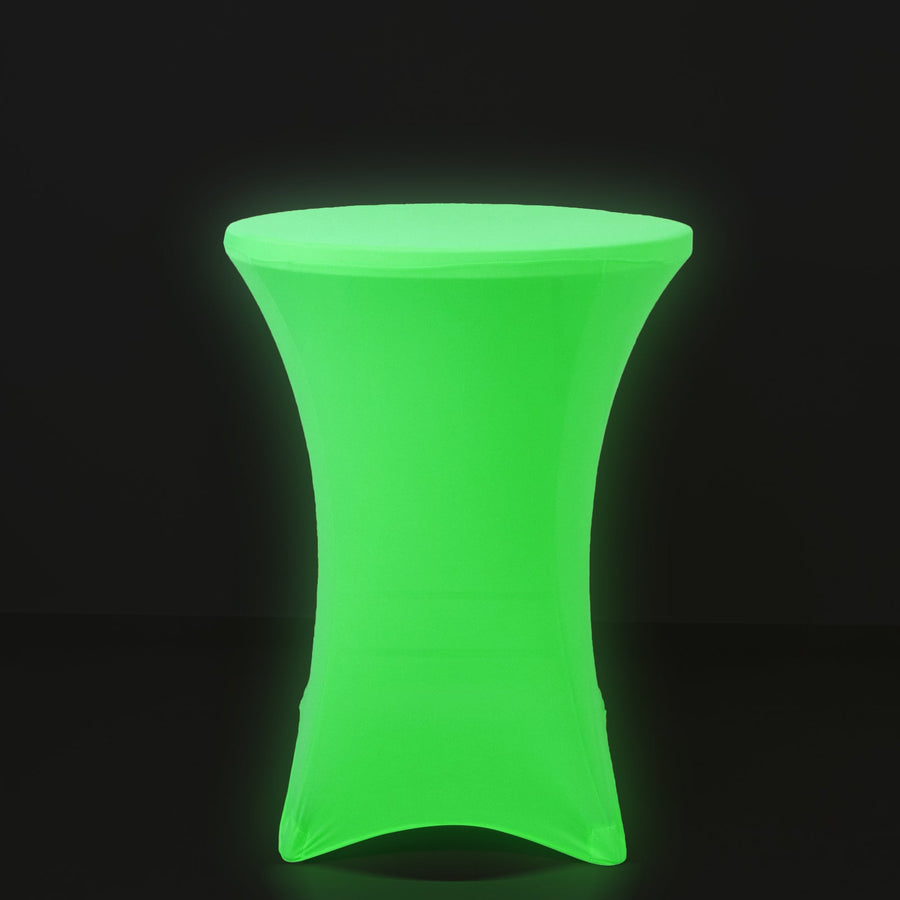 Glow Neon Green Fitted Spandex Cocktail Tablecloth – 30" Round, Wrinkle-Free Cover