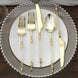 24 Pack | Gold / Clear Glittered European Plastic Silverware Set with Roman Column Handle