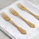 24 Pack | Metallic Gold 8inch Baroque Style Heavy Duty Plastic Forks