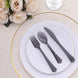 24 Pack Transparent Black Disposable Plastic Cutlery Set With Fan Flared Tip Handle 7inch Heavy Duty