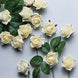 24 Roses | 2inch Cream Artificial Foam Flowers With Stem Wire and Leaves