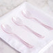 25 Pack 7inch Transparent Blush Glitter Classic Heavy Duty Disposable Spoons, Sparkly Plastic