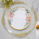 25 Pack | 9inch White Elegant Floral Design Gold Rim Party Paper Plates