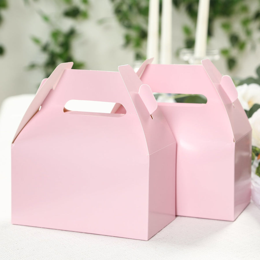 25 Pack Blush Candy Gift Tote Gable Boxes, Party Favor Treat Bags