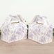 25 Pack Candy Treat Tote Boxes in French Toile Pattern - Matte Lavender and White Gable Boxes