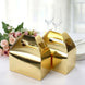 25 Pack | Metallic Gold Candy Gift Tote Gable Boxes, Party Favor Treat Bags