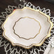 25 Pack | White/Gold 10inch Scallop Rim Dinner Party Paper Plates, Disposable Plates