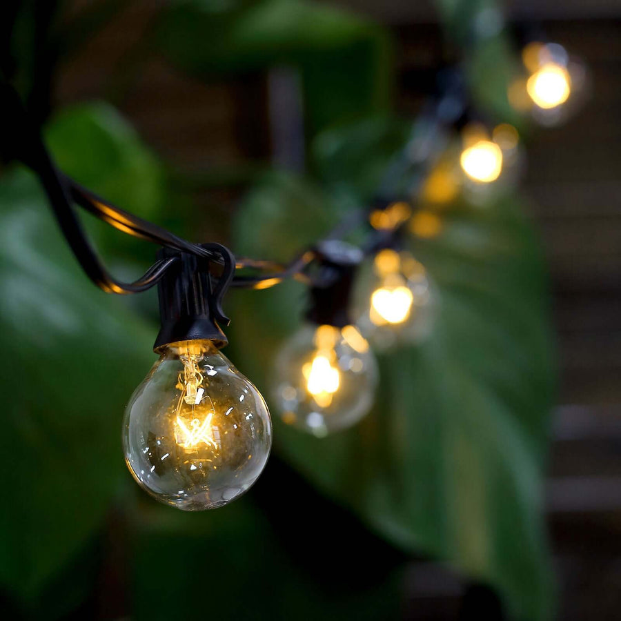25FT Waterproof Connectable Hanging Outdoor/Indoor Patio String Lights With 28 White G40 Light Bulbs