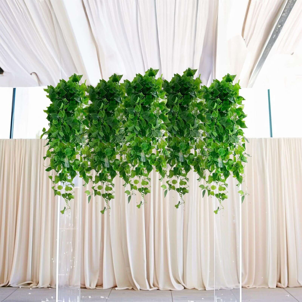 artificial hanging green plants 3 Pack Green Pothos Artificial Ivy Vines