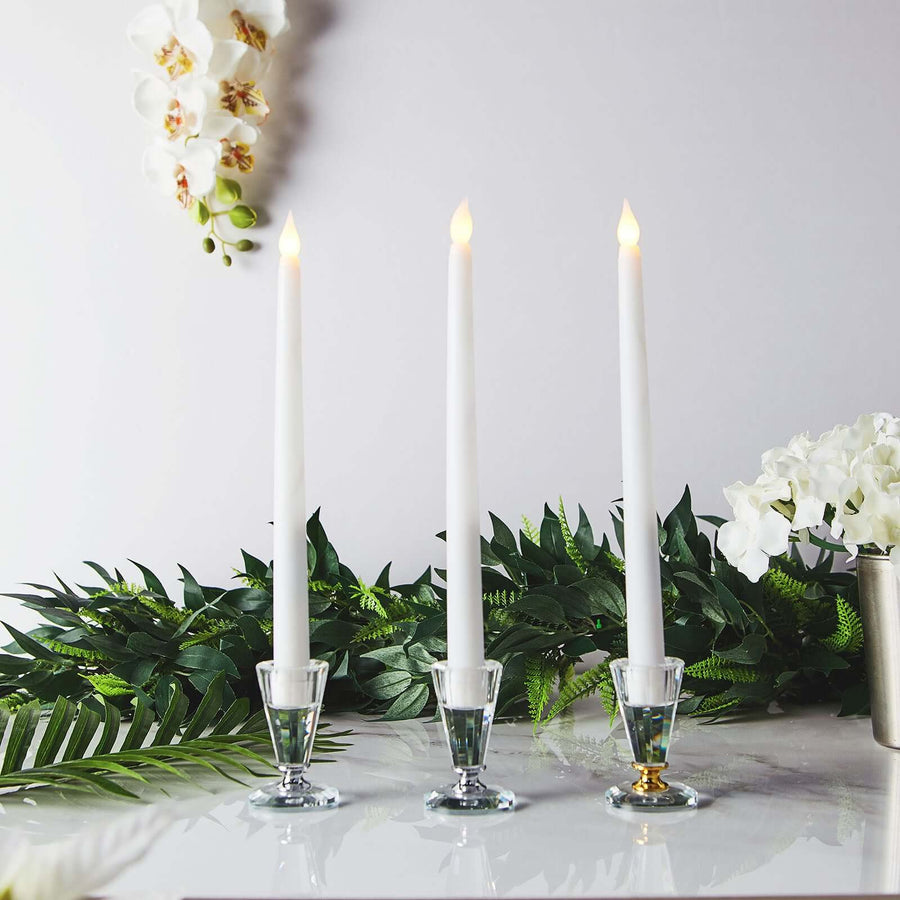 Set of 3 | 11 inch White Flickering Flameless Battery Operated LED Taper Candles