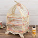 3 Tier White Peach Birdcage Cardboard Dessert Display Stand With Floral Print, 18inch Cake Display