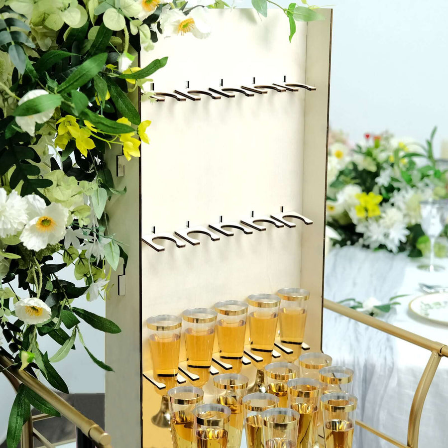 3-Tier Wooden Champagne Glass Flute Holder Wall Stand Rack