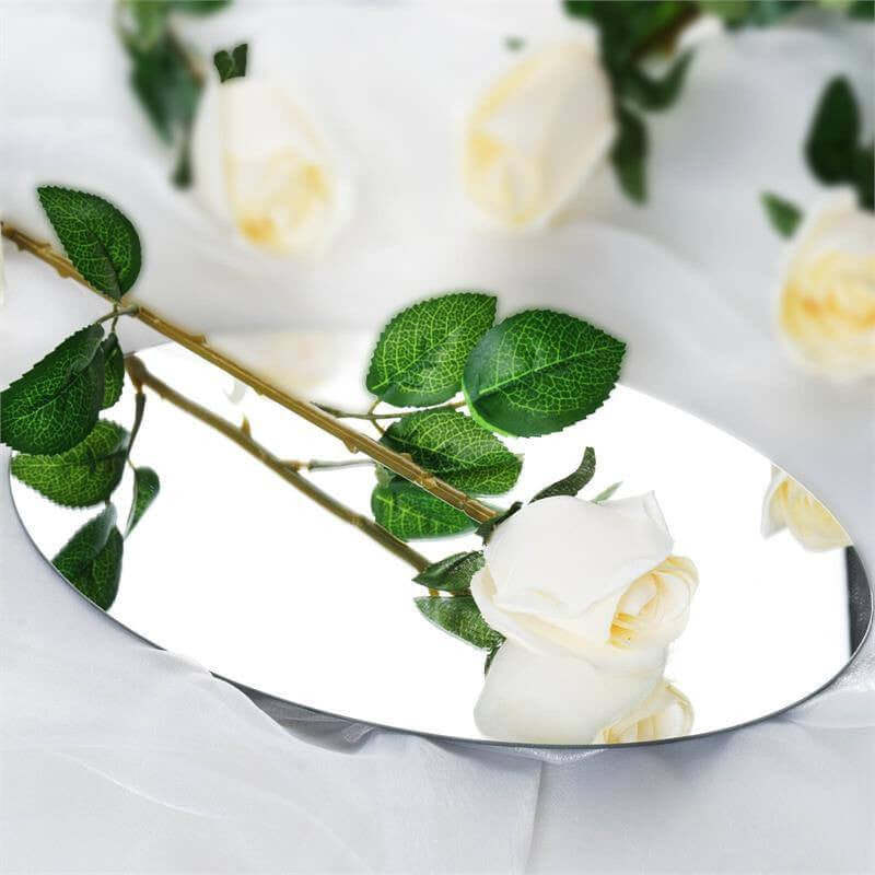 31inch | 24pcs Cream Long Stem Artificial Silk Roses Flowers