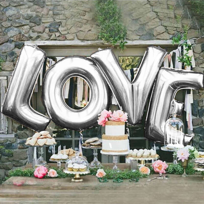 35inch Metallic Silver Mylar Foil Helium/Air Number and Letter Balloons