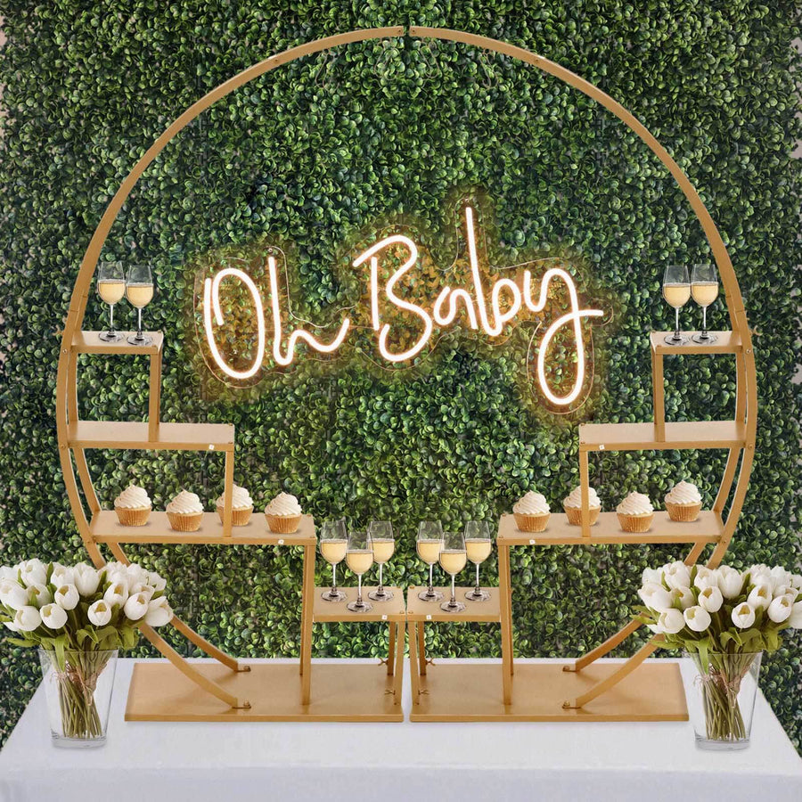 Metal 4-Tier Half Moon Cupcake Dessert Display Stand, Hanging Plant Rack With Shelves