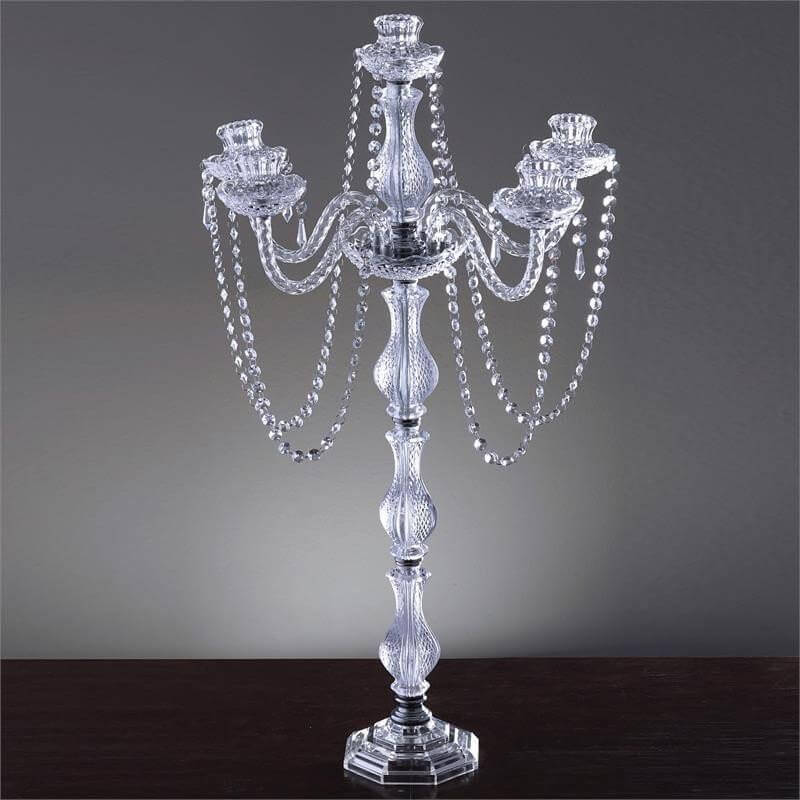 35inch Tall Silver 4 Arm Crystal Chandelier Taper Candlestick Candelabra Metal Candle Holder