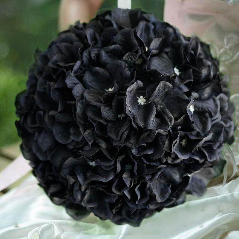 Black floral bouquet ball for elegant decor.