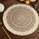 4 Pack | Natural 15inch Jute & White Mandala Print Fringe Placemats