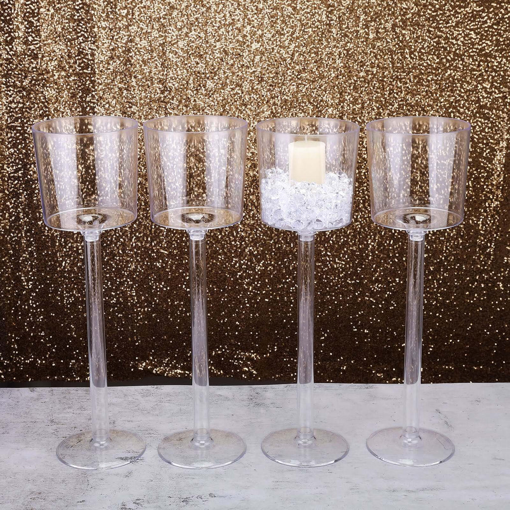 4-Pack Plastic Flower Vases Cylinder Wine Cup Design Clear