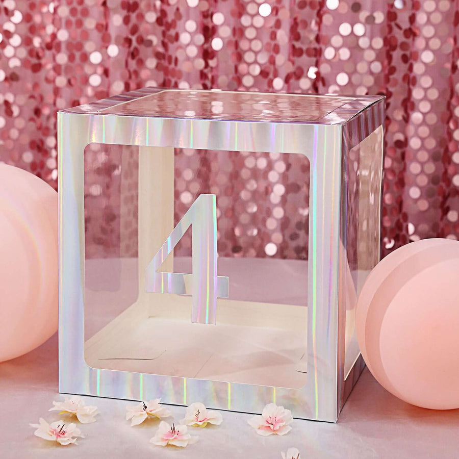 4 Pack - 5" Iridescent Large 0-9 Number Stickers Banner, Custom Milestone Age And Date Stick On Numbers - 4