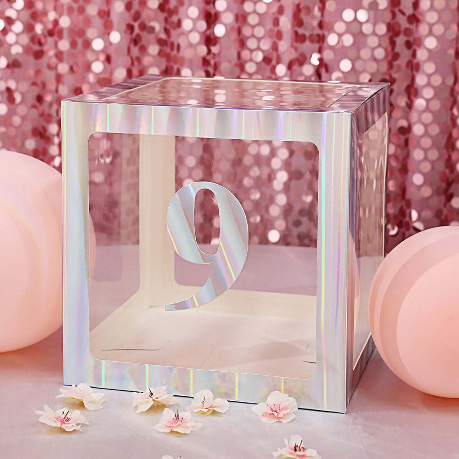 4 Pack - 5" Iridescent Large 0-9 Number Stickers Banner, Custom Milestone Age And Date Stick On Numbers - 9