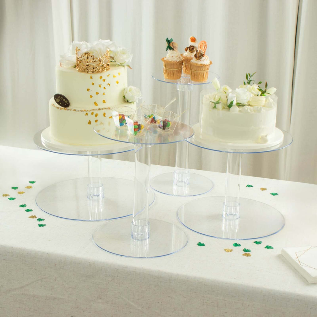 4-Tier Acrylic XL Cake Stand Assorted Sizes Clear TableclothsFactory
