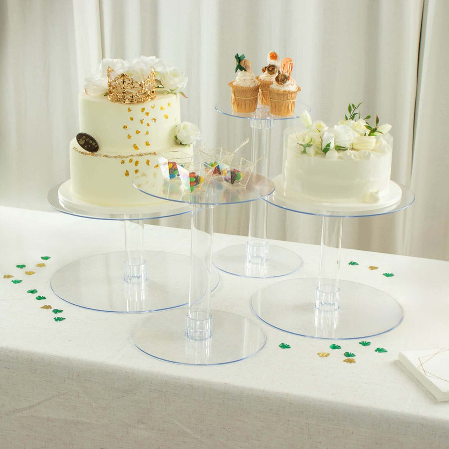4-Tier XL Clear Acrylic Cake Stand Set Cupcake Holder Dessert Pedestal
