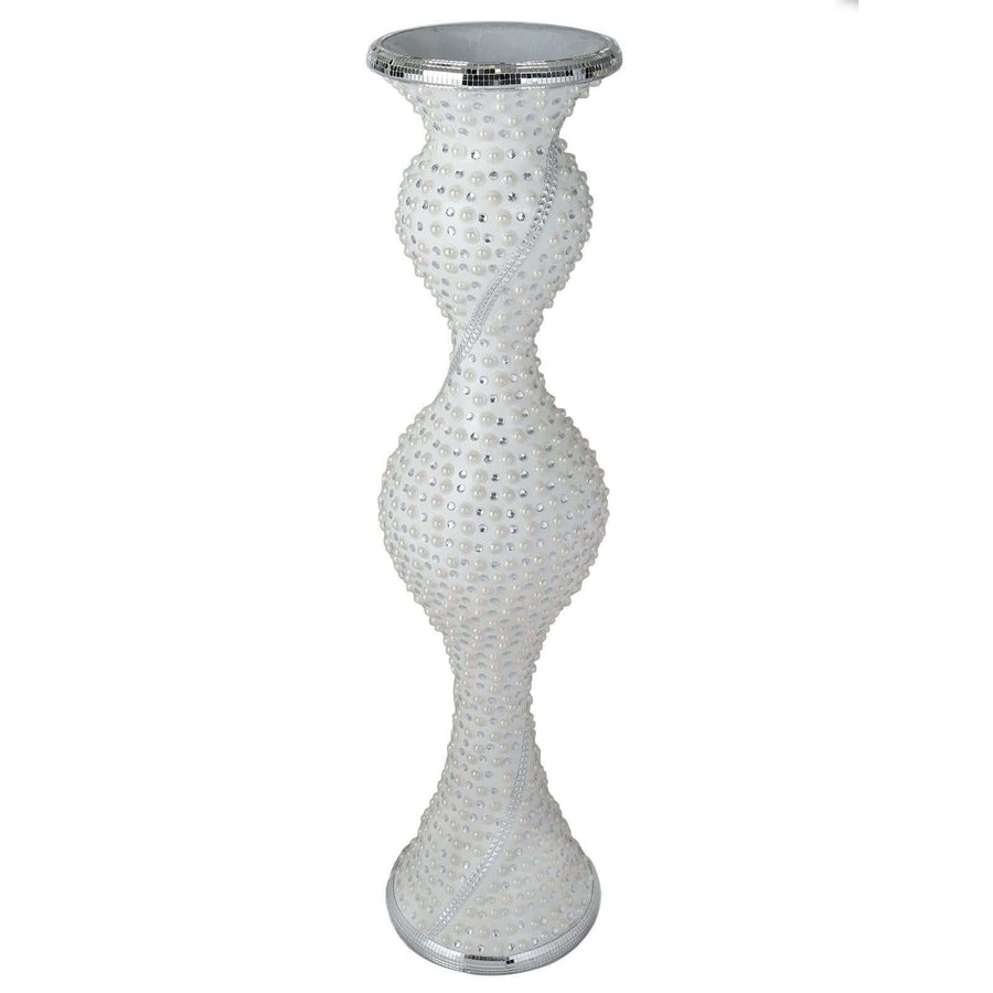 40 inch Magical Mermaid Style Mirror Mosaic and Pearl Studded Floor Vase#whtbkgd_99