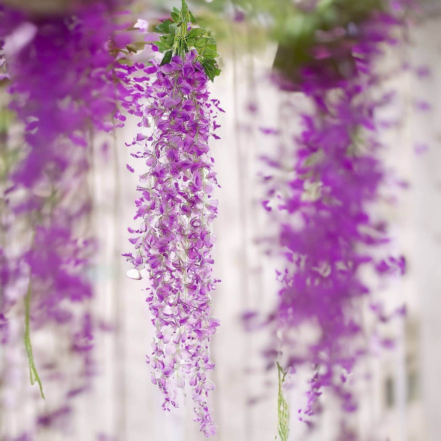 42inch Lavender Lilac Artificial Silk Hanging Wisteria Flower Garland Vines