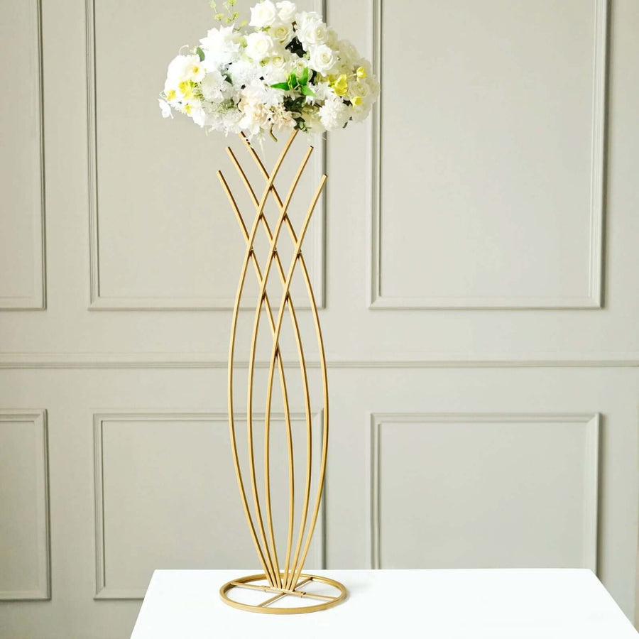4ft Tall Gold Metal Wired Mermaid Tail Flower Frame Stand