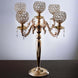 25inch Tall 5 Arm Gold Crystal Beaded Globe Metal Candelabra Candle Holder