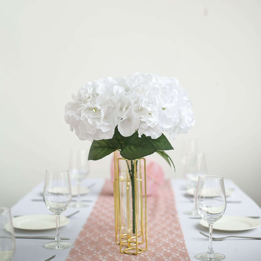 5 Bushes | White Artificial Silk Hydrangea Flower Bouquets